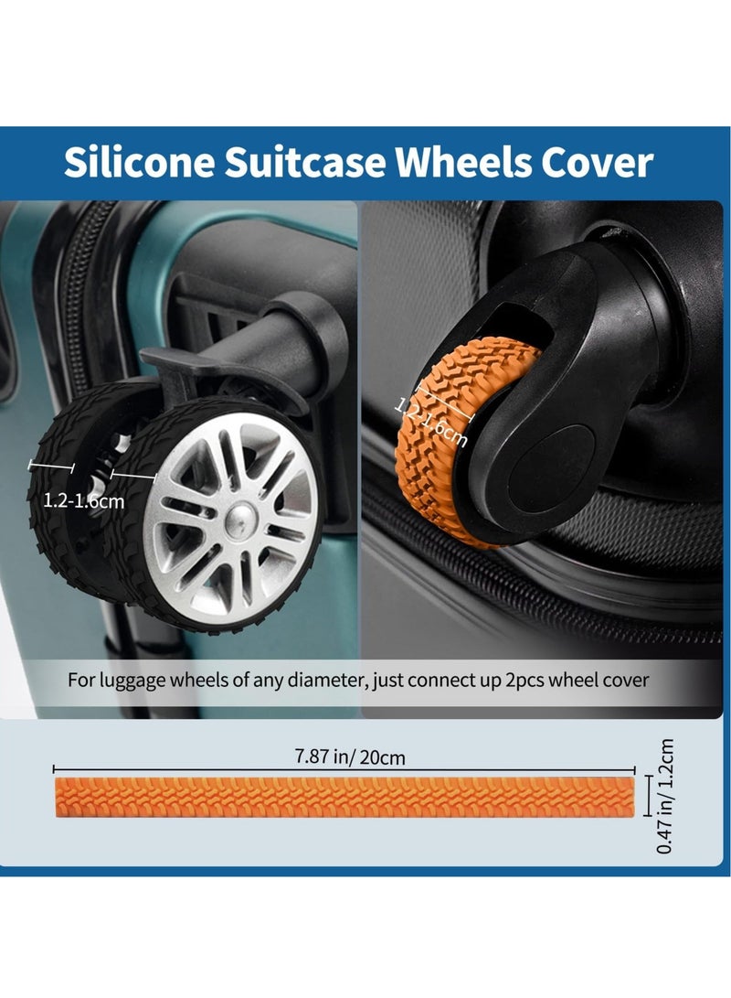 Captaintech Luggage Wheel Covers, 20 Pcs Suitcase Wheel Protectors, Adhesive Silicone Wheel Protective Covers, Anti Fall-off Luggage Wheel Protector for Carry On Luggage Suitcases (Black & Orange) - Image 4
