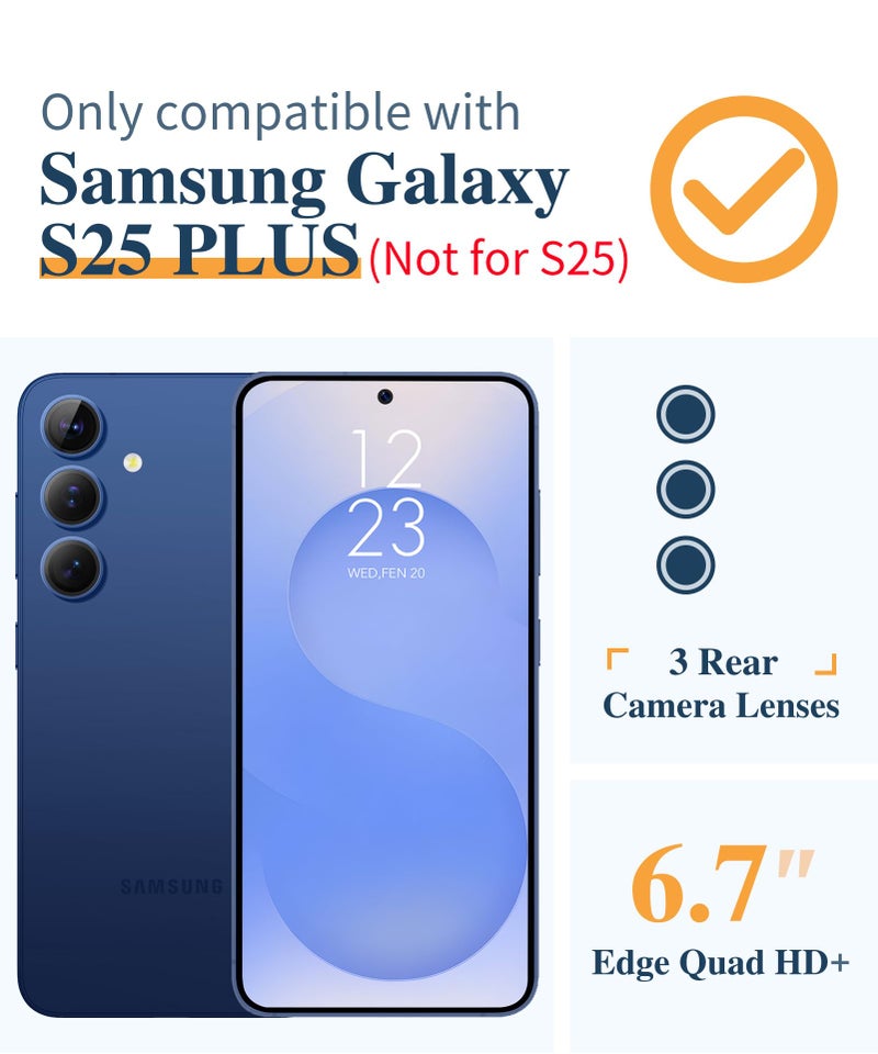 GVIEWIN for Samsung Galaxy S25 Plus Case with Screen Protector & Camera Lens Protector, [Non Yellowing] Clear Floral Hard Shockproof Bumper Women Phone Case for S25 Plus 6.7" (Aconite/Blue) - Image 2
