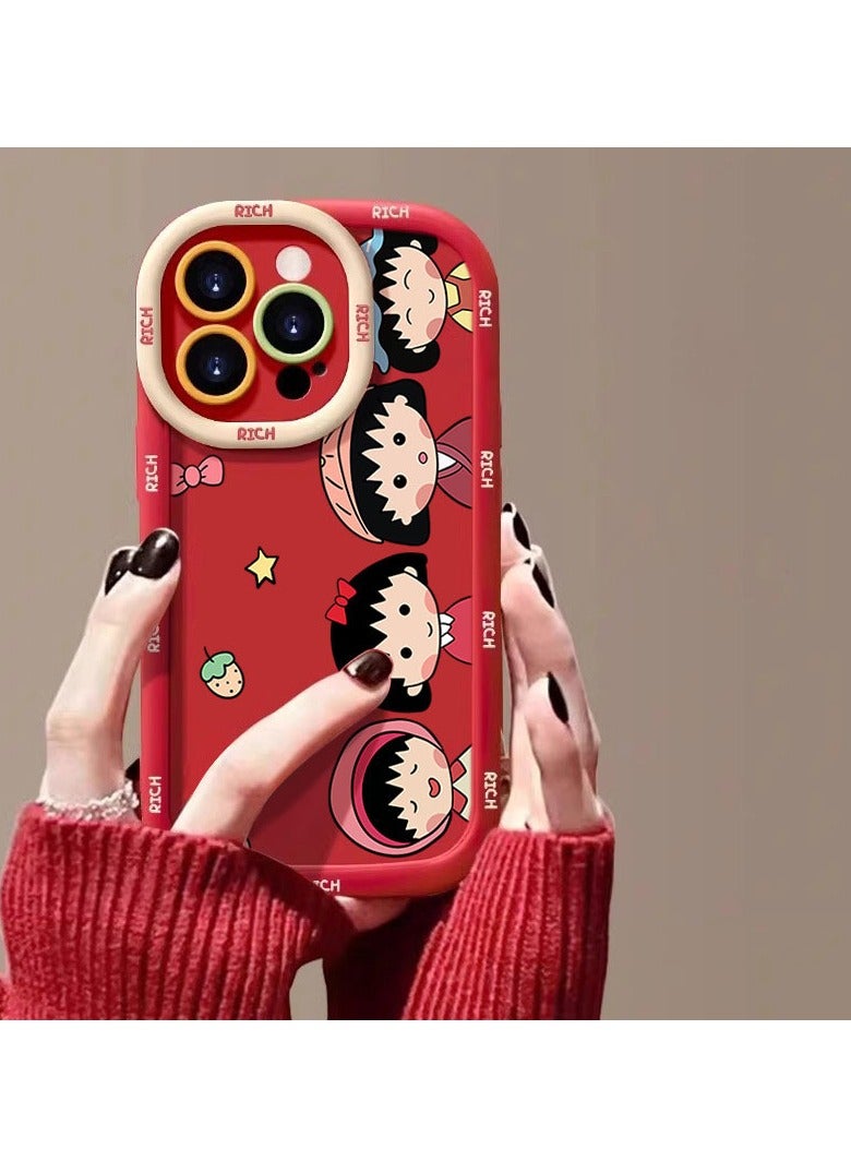 NIBEMINENT Cartoon Protective TPU Case Cover For iPhone 16 Pro Max, Chinese Red