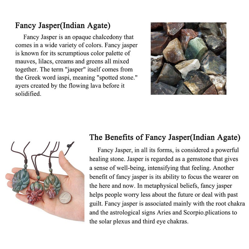 Jovivi Natural Indian Agate Nine-Tailed Fox Crystal Necklace Healing Stones Gemstone Necklaces Pendant Protection Amulet Charm - Image 5