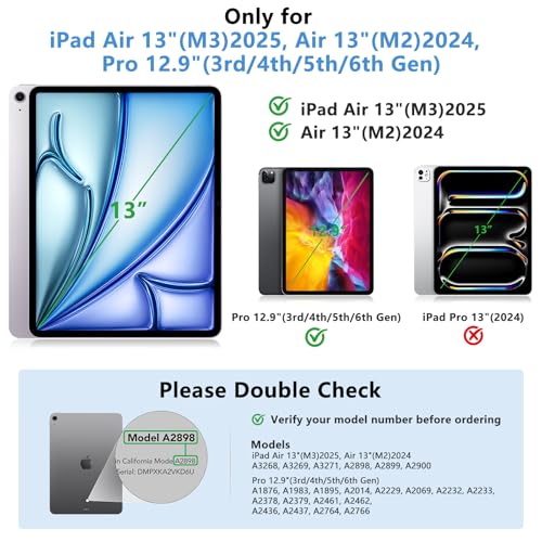 TQQ iPad Air 13 Inch Case Keyboard (M4 2026/M3 2025/M2 2024), iPad Pro 12.9 (6th, 5th, 4th, 3rd Gen) Keyboard - 360° Rotatable, 7-Color Backlight, Multi-Touch Trackpad, Thin & Light (Gray) - Image 2