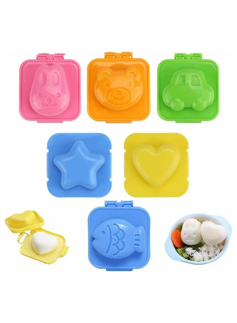 CMGTYYD 6 Pcs Cartoon Cute Boil Egg Mold, Egg Sushi Rice Mould Plastic Cake Chocolate Mold With Rabbit Bear Fish Car Star Love Heart Shape Decorating Fondant Cake Cookery Molds - Image 1