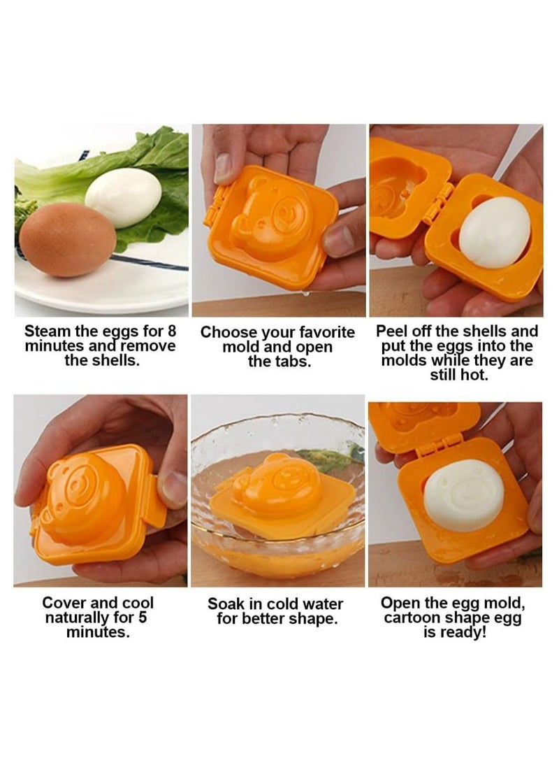 CMGTYYD 6 Pcs Cartoon Cute Boil Egg Mold, Egg Sushi Rice Mould Plastic Cake Chocolate Mold With Rabbit Bear Fish Car Star Love Heart Shape Decorating Fondant Cake Cookery Molds - Image 5