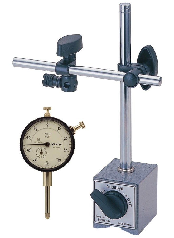 64PKA079 Magnetic Stand With Dial Indicator, 1" Travel, 0.001" Graduation