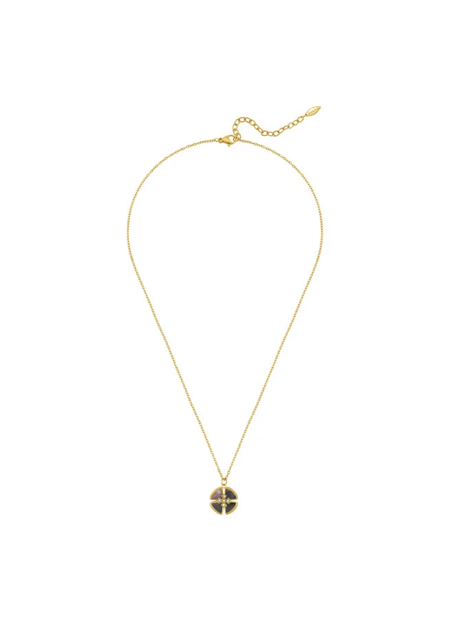 POLICE Orbita Yellow Gold Plated Stainless Steel Pendant Necklace for Women