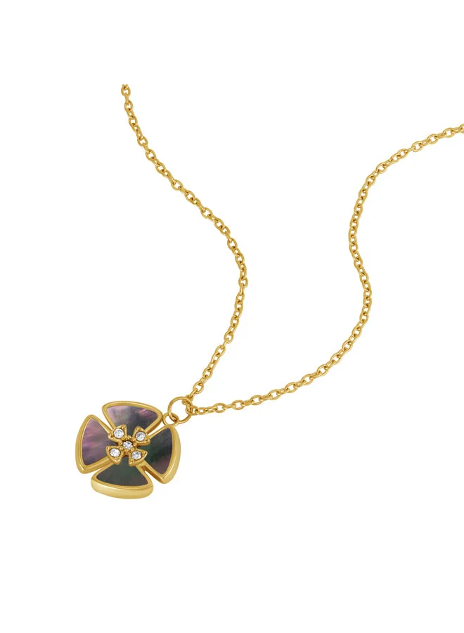 POLICE Orbita Yellow Gold Plated Stainless Steel Pendant Necklace for Women