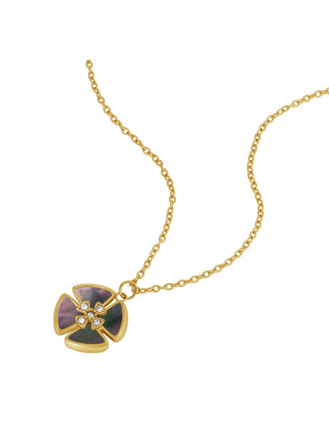 POLICE Orbita Yellow Gold Plated Stainless Steel Pendant Necklace for Women - Image 2