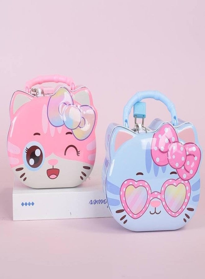 SQUICKLE Cute Cartoon Creative Portable Piggy Bank | Money Saving Box with Combination Lock | Mini Coin Bank Gifts for Boys and Girls | Best Return Gifts for Kids (Pack of 1) (Kitty) - Image 4