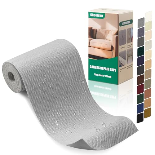 Gheeidau Canvas Repair Tape 4×70 Inch Waterproof Self-Adhesive Fabric Repair Patch for Repairing Boat Covers,Tents,Patio Umbrellas,Car Seats,Luggage,Sofas.(Grey) - Image 1