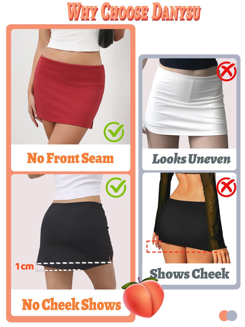 Danysu Women's Skirts Sexy Mini Skirt Skort Summer Going Out Outfit for Women Slit Stretch Bodycon Short Skirt Lucent White Large - Image 5