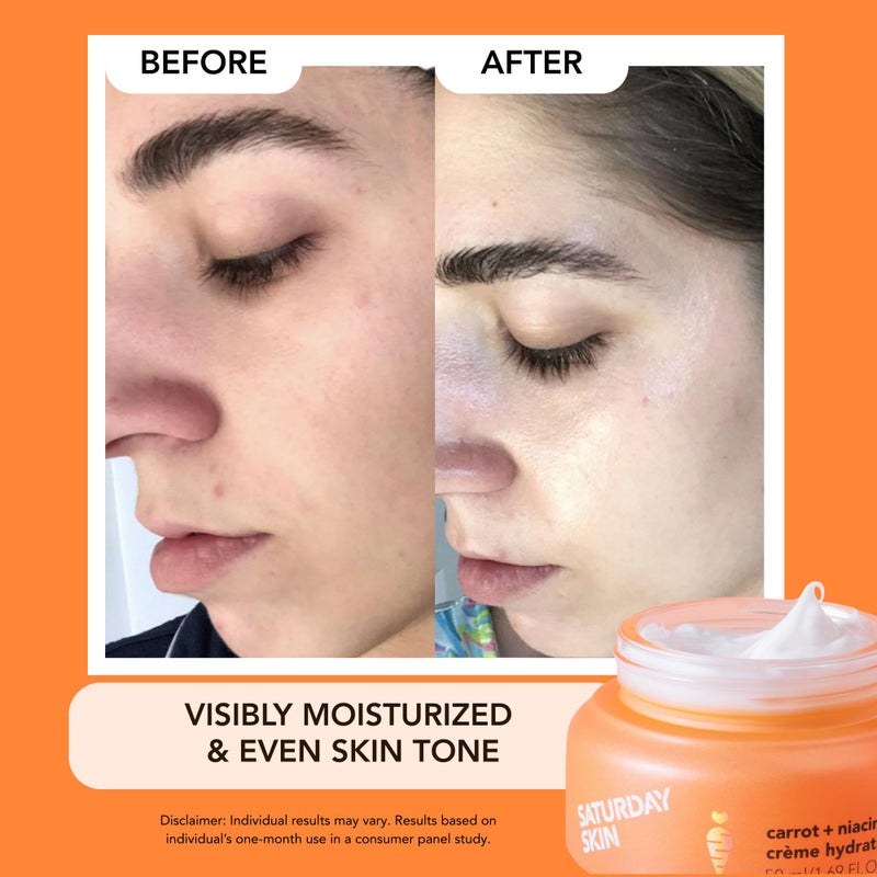 Saturday Skin Face Moisturizing Cream with Carrot, Niacinamide, Ceramides & Centella Asiatica, Peptide, Paraben-Free, Sulfates-Free, Fragrance-Free, Anti Wrinkle Facial Cream(1.61 Ounce) - Image 5
