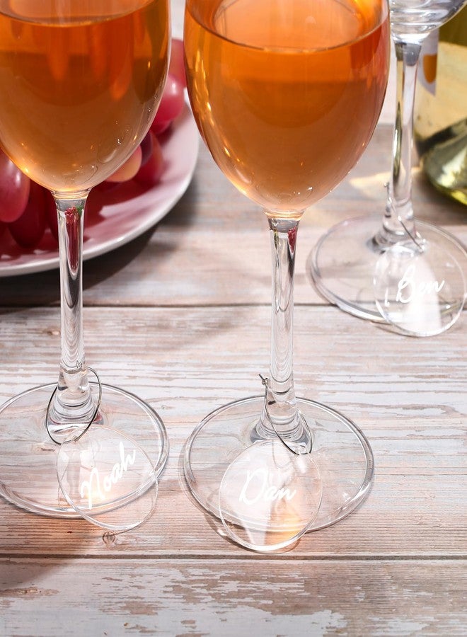 Tondiamo 40 Pcs DIY Wine Charms for Glasses Silver Acrylic Wine Charms with Rings Tags Marker Pen Round Blank Glass Labels Bulk for Stem Glasses Cocktail Champagne Wedding Dinner Party Favor - Image 5
