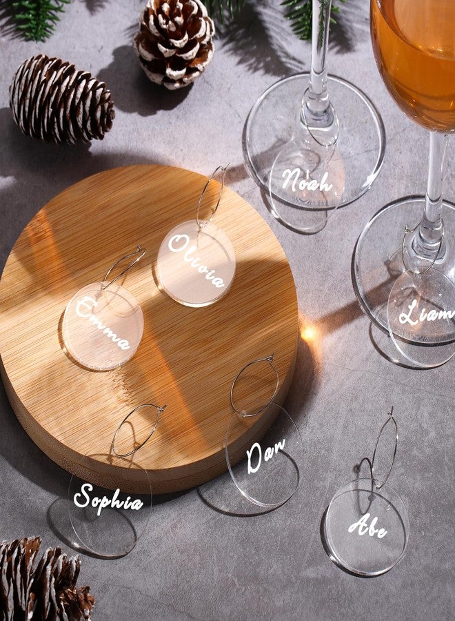 Tondiamo 40 Pcs DIY Wine Charms for Glasses Silver Acrylic Wine Charms with Rings Tags Marker Pen Round Blank Glass Labels Bulk for Stem Glasses Cocktail Champagne Wedding Dinner Party Favor - Image 4
