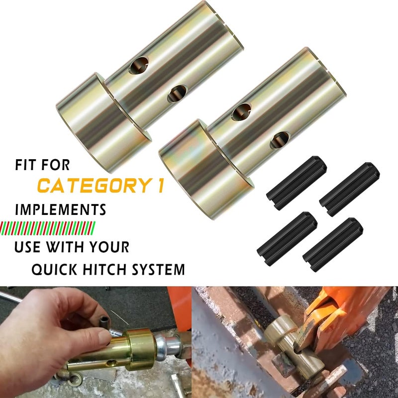 Yoursme 2 Pairs of Cat 1 Quick Hitch Adapter Bushings Set for Category I 3-Point Tractors - Image 2