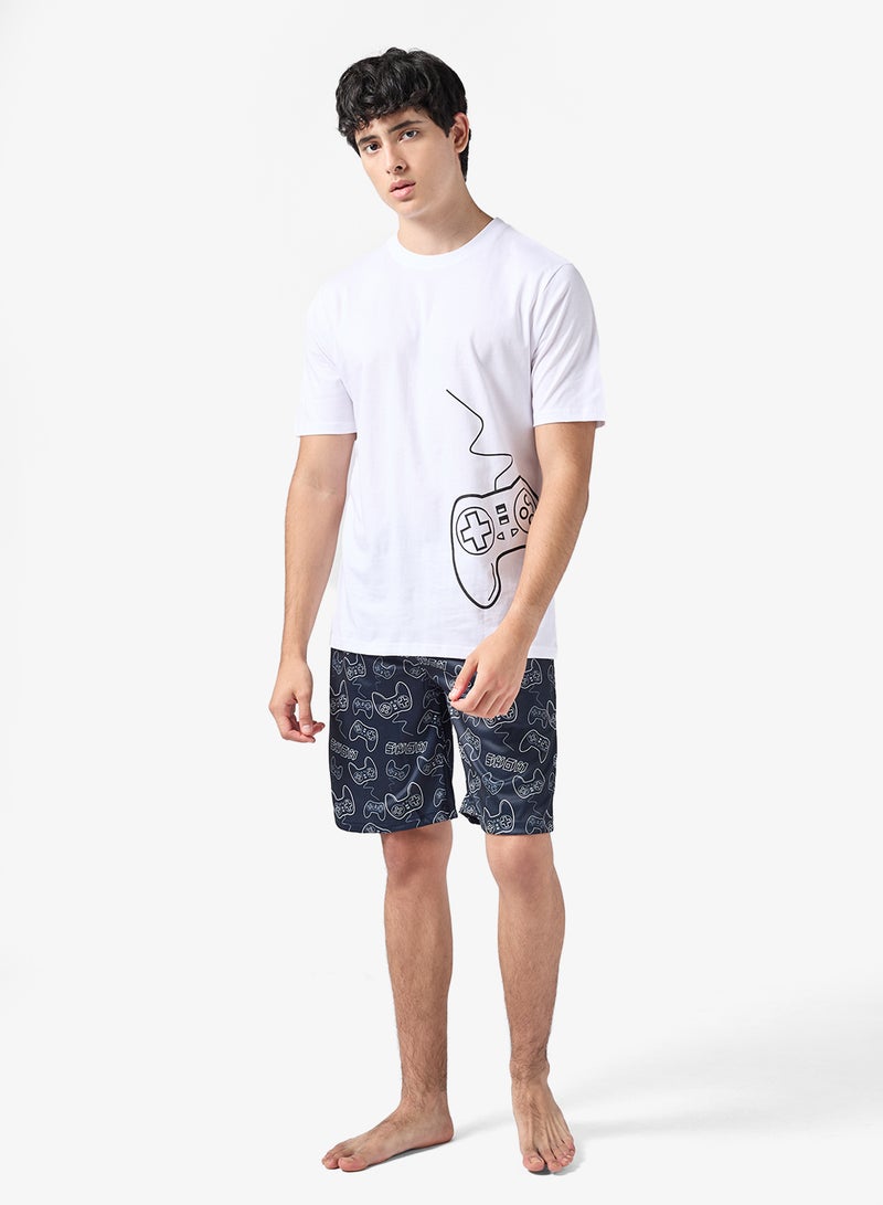 سفنتي فايف طقم بيجامة تي شيرت وشورت - Image 1