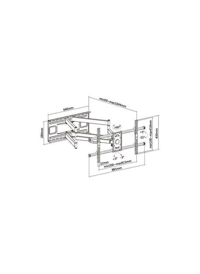 ELTRAZONE SH-1016P Heavy-Duty Full-Motion TV Wall Mount with Long Arm Extension – Supports 43" to 90" TVs up to 80kg (176lbs) – Max Mounting Hole 800x400mm – Durable Black Finish – Flexible Tilt, Swivel & Rotation for Optimal Viewing - Image 2