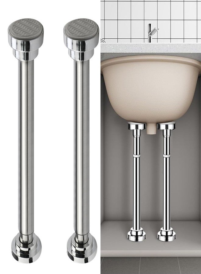 Chinflly Undermount Sink Brackets,Cylindrical-Shape Stainless Steel Adjustable, Bathroom Kitchen Sink Support Legs, Drilling Free Sink Repair Support Brackets, 2 Sets - Image 1
