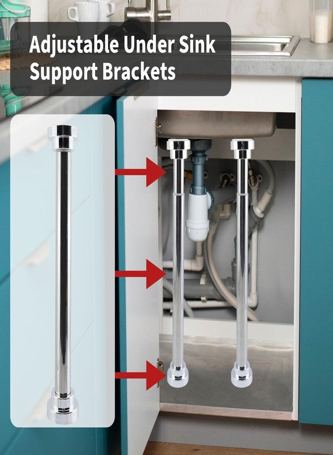 Chinflly Undermount Sink Brackets,Cylindrical-Shape Stainless Steel Adjustable, Bathroom Kitchen Sink Support Legs, Drilling Free Sink Repair Support Brackets, 2 Sets - Image 3
