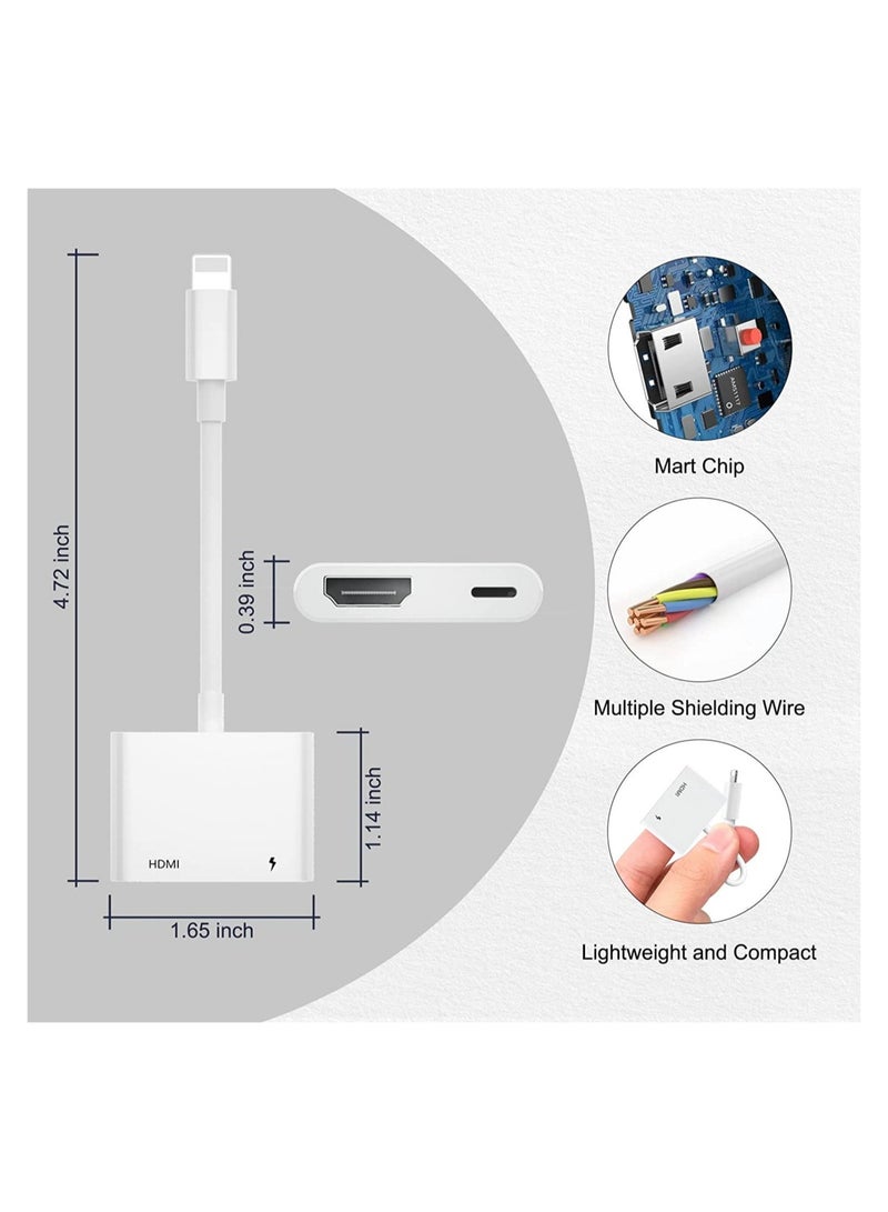 Lightning to HDMI Adapter,Digital AV Adapter iPhone,iPad to HDMI,(No Need Power) 1080P Video & Audio Sync Screen Connector Compatible iPhone,iPad - Image 2