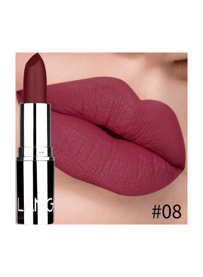 LANGMANNI 8 درجات من أحمر الشفاه الفضي غير اللامع - لون شفاه لا يترك بقع على الكوب (#08) - Image 1