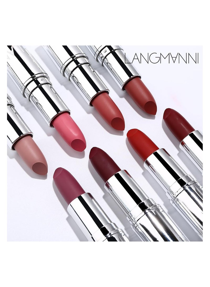 LANGMANNI 8 درجات من أحمر الشفاه الفضي غير اللامع - لون شفاه لا يترك بقع على الكوب (#08) - Image 2
