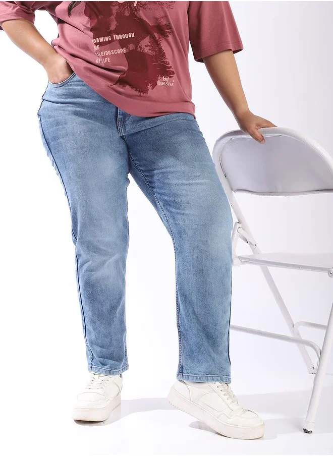 HIGH STAR Blue Jeans Plain Button Woven Full High-rise for Women – Make every day iconic