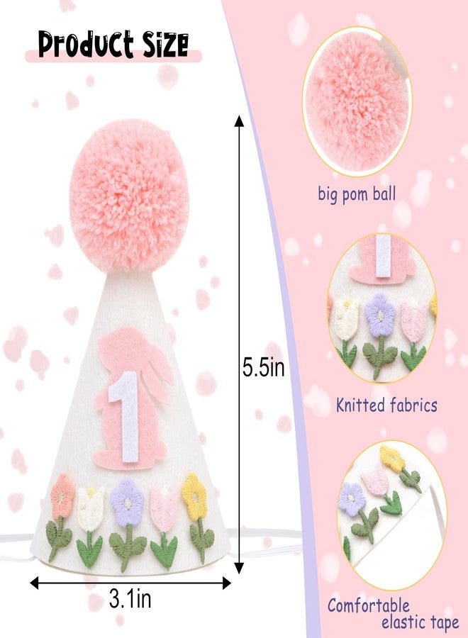Agkvw Some Bunny Is One 1st Birthday Hat - Easter 1st Birthday Decorations for Girls, Floral and Rabbit First Crown, Spring Birth Decor - Image 2