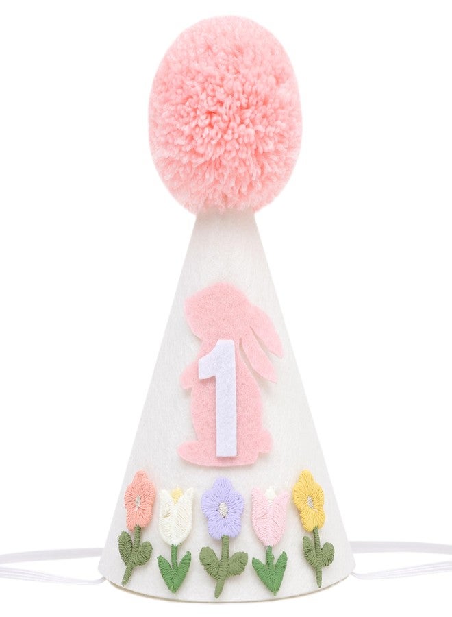 Agkvw Some Bunny Is One 1st Birthday Hat - Easter 1st Birthday Decorations for Girls, Floral and Rabbit First Crown, Spring Birth Decor - Image 1