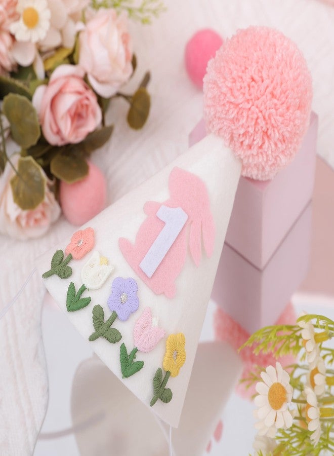 Agkvw Some Bunny Is One 1st Birthday Hat - Easter 1st Birthday Decorations for Girls, Floral and Rabbit First Crown, Spring Birth Decor - Image 4