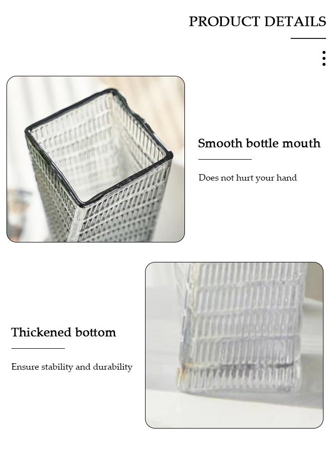 DUNISO Clear Glass Vase, Modern Decorative Vase, Large Irregular Shape Vintage Flower Vase, Minimalist Ins Style Embossed Glass Vase for Wedding Table Decorations Centerpieces, Crystal Vase for Living Room, Bedroom, Kitchen, Dining Table, Mantle - Image 5