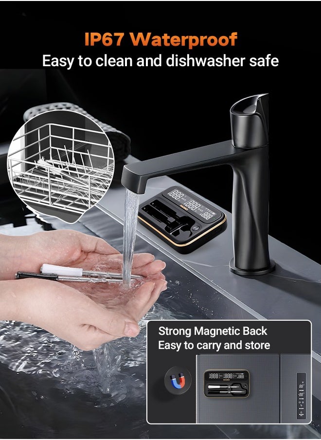 INKBIRD - INKBIRD Wireless BBQ Thermometer INT-12-BW, Long and Short Probes, WiFi 5G 2.4G and Bluetooth 5.4, Full-View-Angle Backlit LCD, IP67 Waterproof, 80 Min Offline Data Storage, Ideal for Everyday Cooking - Image 1