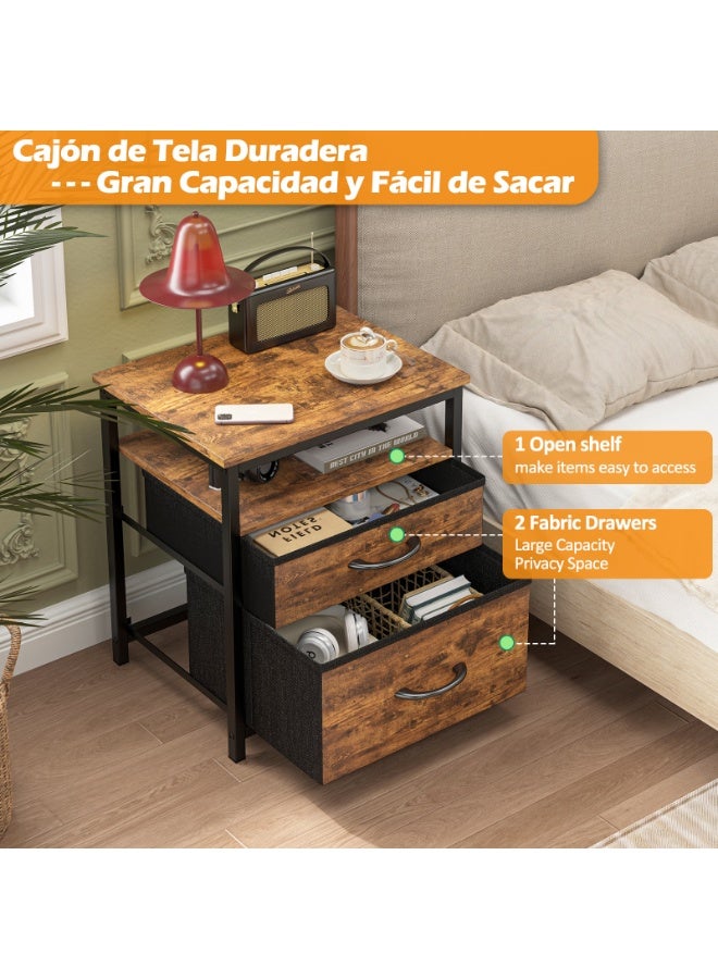 Canadel Nightstand with 2 Fabric Drawers & Open Shelf, Bedside Table with Waterproof MDF Top, End Table for Bedroom Living Room Home Furniture - Image 5