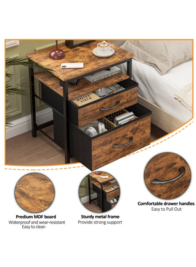 Canadel Nightstand with 2 Fabric Drawers & Open Shelf, Bedside Table with Waterproof MDF Top, End Table for Bedroom Living Room Home Furniture - Image 3