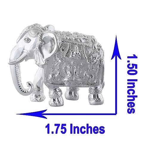 PRD CARATCAFE Silver 925 Elephant with Down Trunk (Soond) & Right Foot Forward Hathi for Pooja, Vastu dosh, Home Decor | 95 to 100 GMS | 1.50 x 1.75 Inch| One Piece - Image 4