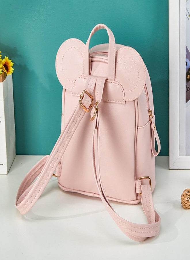 XMHRUYI Little Girls Cute pink mini multi-functional backpack with mouse ears and sequin bow (Pink) - Image 3