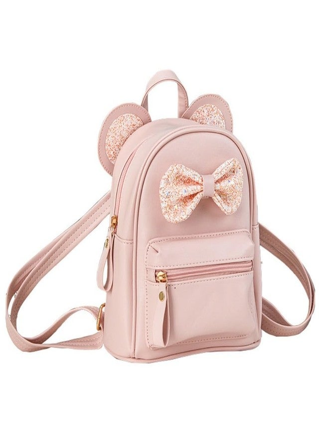 XMHRUYI Little Girls Cute pink mini multi-functional backpack with mouse ears and sequin bow (Pink) - Image 1