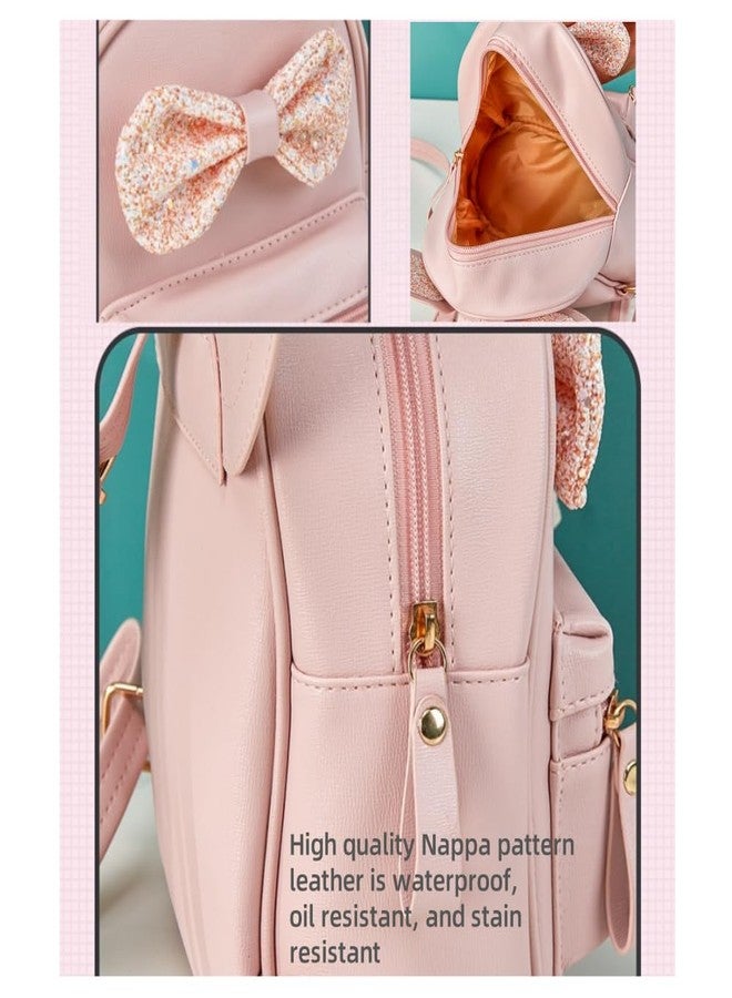 XMHRUYI Little Girls Cute pink mini multi-functional backpack with mouse ears and sequin bow (Pink) - Image 5