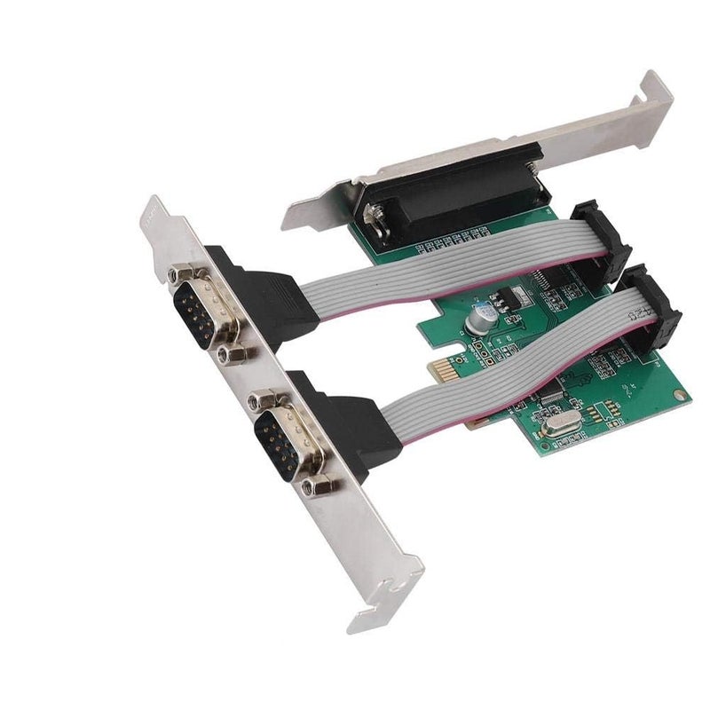 SaiRetail.Com DualSerial 2 Port + 1 Parallel Port PCI Express Card, PCIe Serial Port, Parallel Port Combo Card PCI Express Card Compatible with 16C450/16C550 UART - Image 1