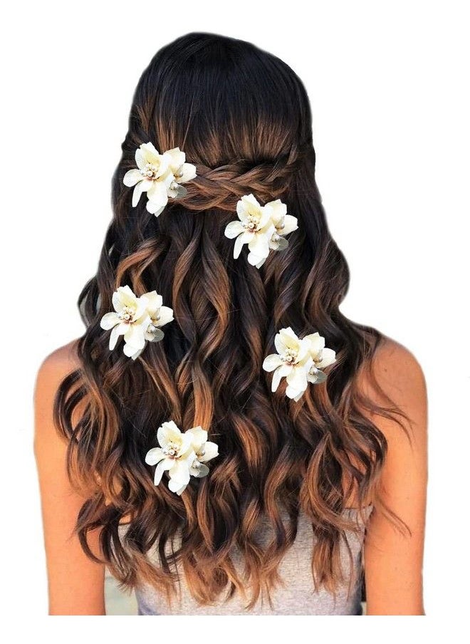Hair Flare Artificial Flower With Pearl Bridal Hair Pin ; Hair Accessories ; Judapin For Women & Girls Peach Combo (2107/2306)  - Image 4