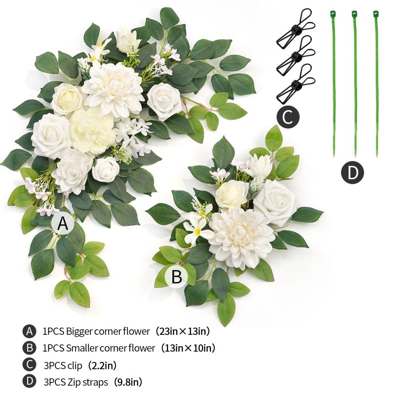 Piklado Wedding Decor (Pack of 2) Welcome Sign Flower Backdrop Garland for Ceremony Reception Wall Easel Home Decoration Entryway Faux Outdoor Board Head Table Decor (White) - Image 3
