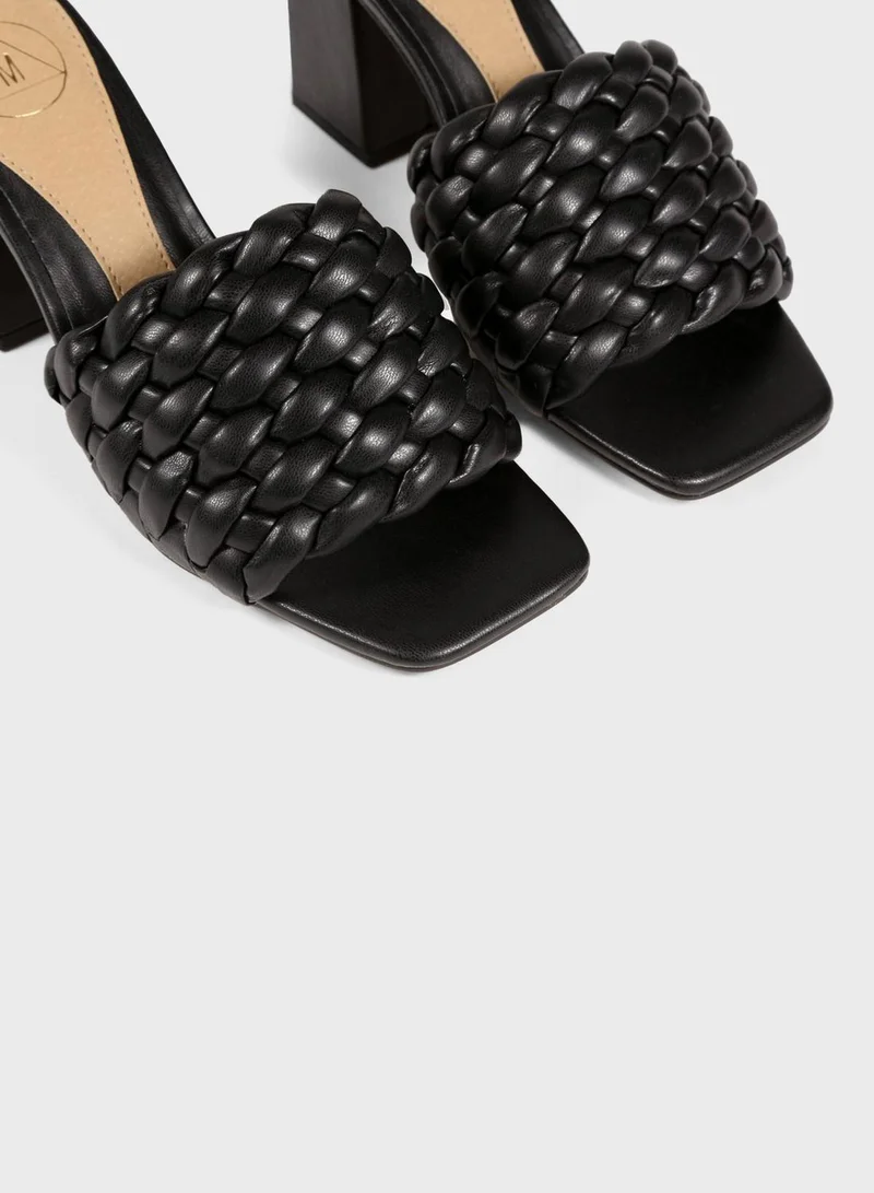 Missguided Braided Block Heel Mule Sandals