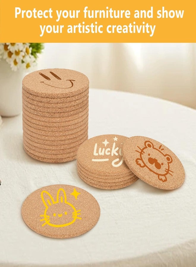 veonly 200 Pcs Cork Coasters for Drinks, 4" Round Absorbent & Reusable Cork Coasters Bulk, Anti-Slip and Heat-Insulating, for Kitchen Table Home Office - Image 5
