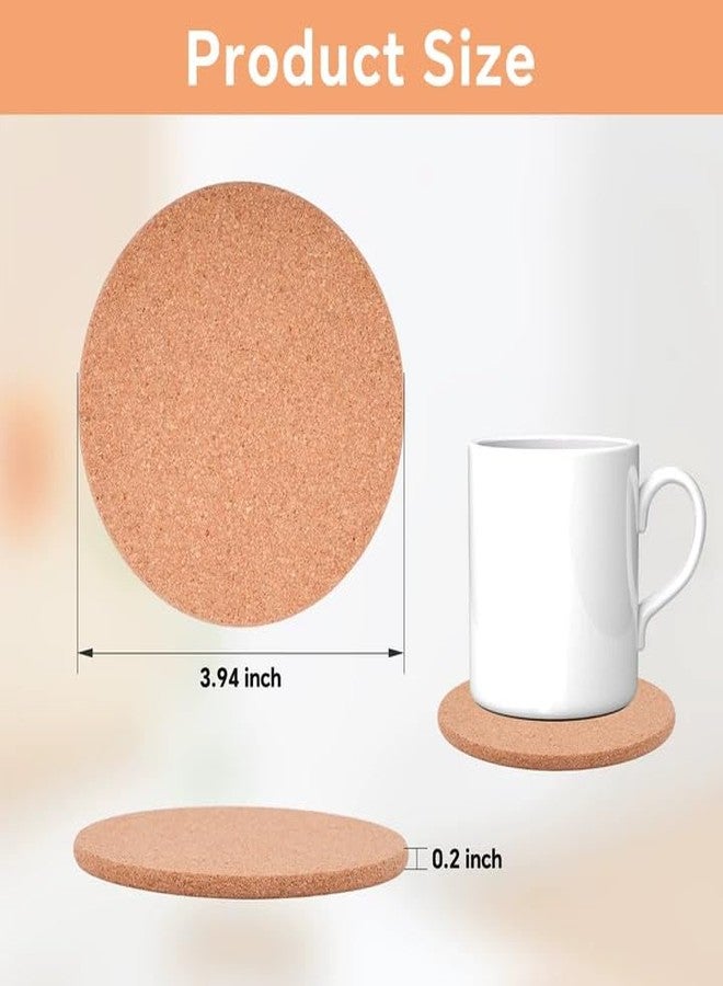 veonly 200 Pcs Cork Coasters for Drinks, 4" Round Absorbent & Reusable Cork Coasters Bulk, Anti-Slip and Heat-Insulating, for Kitchen Table Home Office - Image 2