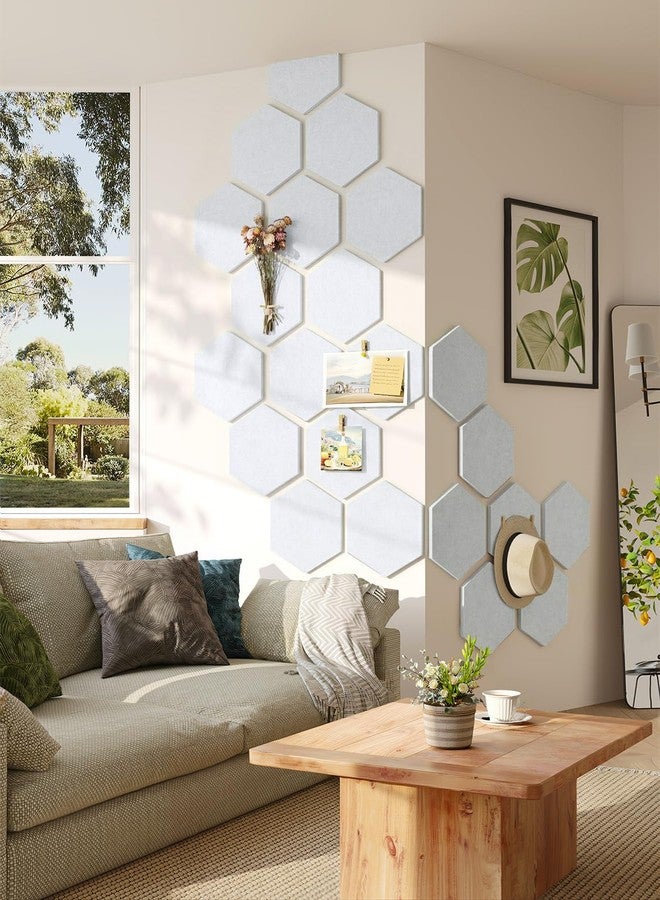 Uoisaiko 8 Pack Hexagon Felt Bulletin Board Tiles - 12" Large Thick Pin Board for Walls with 30 Push Pins, DIY Boards for Office Home School Decor, Aesthetic Hex Cork Board Alternative - Image 2