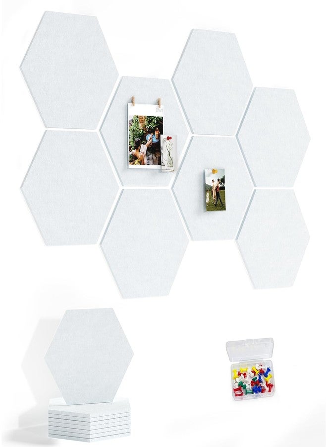 Uoisaiko 8 Pack Hexagon Felt Bulletin Board Tiles - 12" Large Thick Pin Board for Walls with 30 Push Pins, DIY Boards for Office Home School Decor, Aesthetic Hex Cork Board Alternative - Image 1