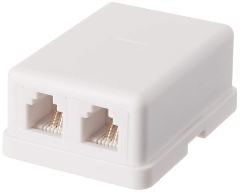STEREN Phone Jack Wall Plate - Jack Box - White - Wall Jack - Surface Plate - Phone Box - Jack Plate Switch - Telephone Jack Wall Plate - Telephone Junction Box - 300-146WH 4C 2- Tel Surface Jack - Image 2