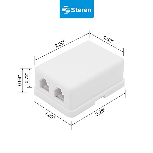 STEREN Phone Jack Wall Plate - Jack Box - White - Wall Jack - Surface Plate - Phone Box - Jack Plate Switch - Telephone Jack Wall Plate - Telephone Junction Box - 300-146WH 4C 2- Tel Surface Jack - Image 5