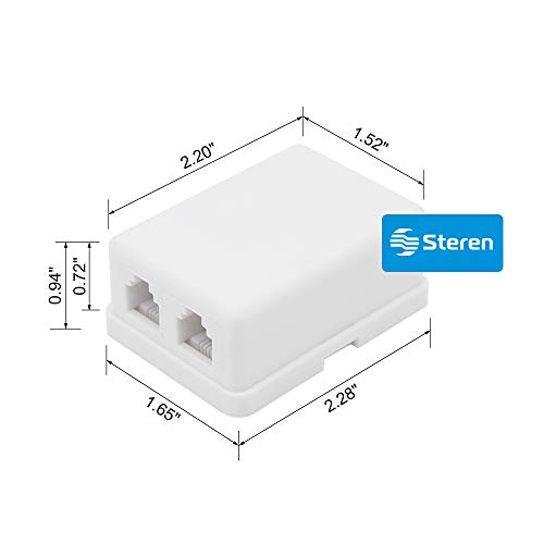 STEREN Phone Jack Wall Plate - Jack Box - White - Wall Jack - Surface Plate - Phone Box - Jack Plate Switch - Telephone Jack Wall Plate - Telephone Junction Box - 300-146WH 4C 2- Tel Surface Jack - Image 3
