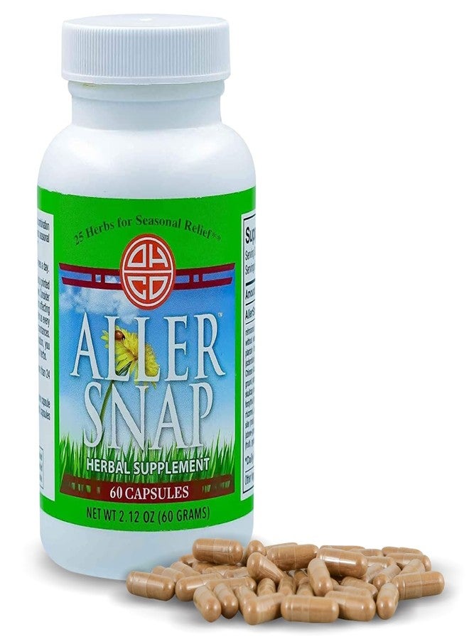 OHCO Aller Snap - Chinese Herbal Supplement with 25 Herbs for Seasonal Allergy Symptoms, Irritation - Non-Drowsy, Non-Stimulating, Fast-Acting Natural Allergy Medication - 60 Capsules