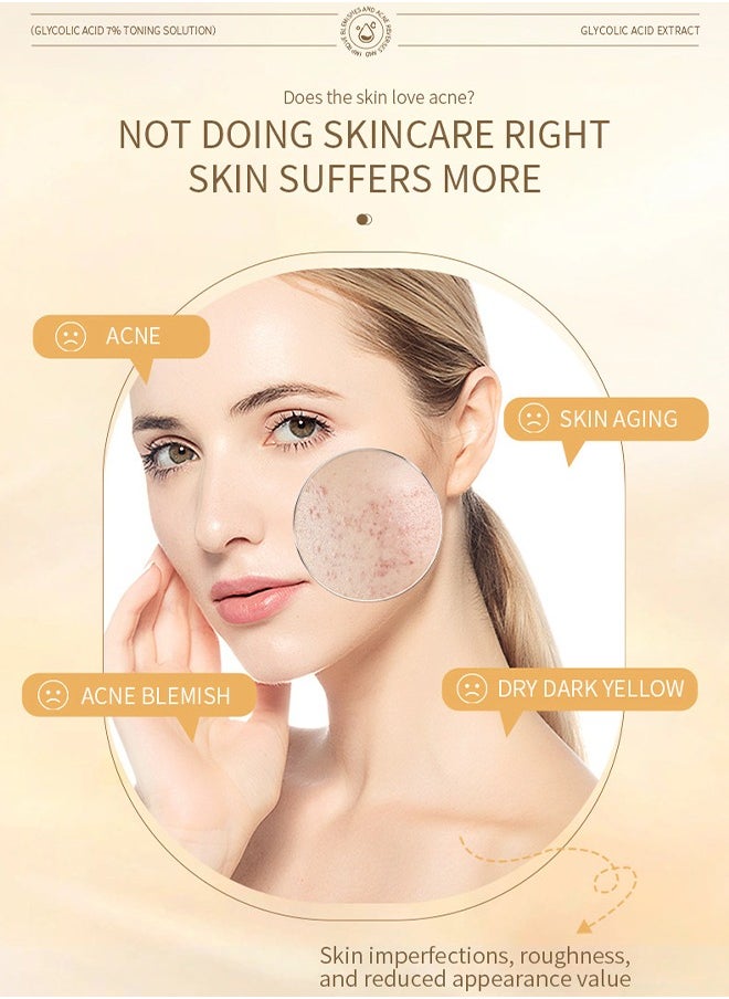 QANZIRE Glycolic Acid 7% Toning Solution - Anti-aging Face Toner Ordinary Acne Remover Lifting Firming Wrinkles Glowing Facial Care 240ml  - Image 4